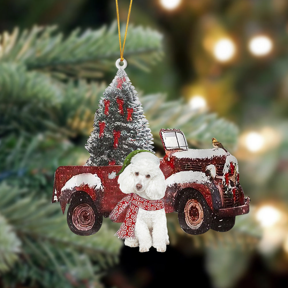 Poodle-Christmas Truck Two Sided Ornament