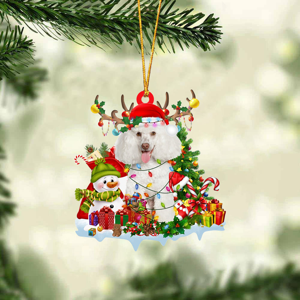 Poodle-Elk &amp; Snowman-Two Sided Ornament