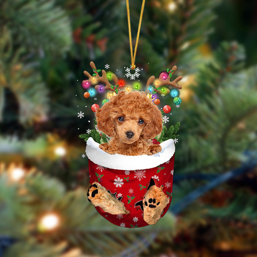 Poodle-In Christmas Pocket Two Sides Ornament