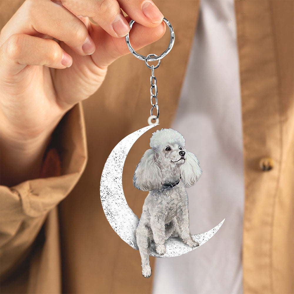 Poodle-Sit On The Moon Keychain