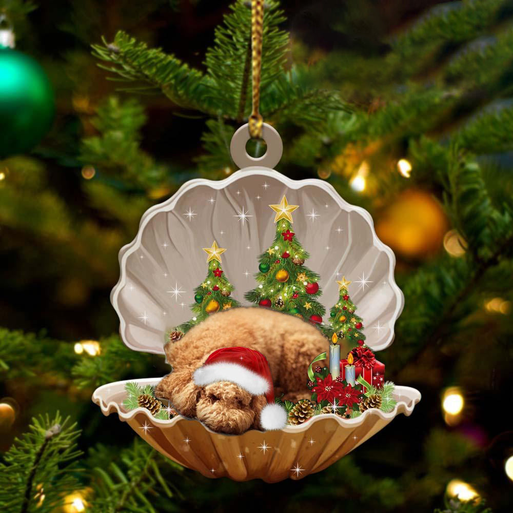 Poodle-Sleeping Pearl in Christmas Two Sided Ornament