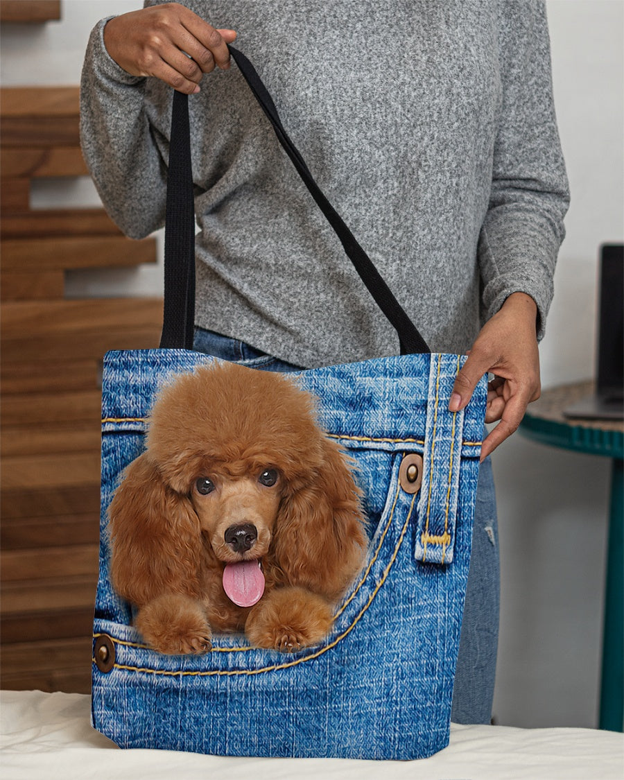 Poodle1-in pocket-Cloth Tote Bag