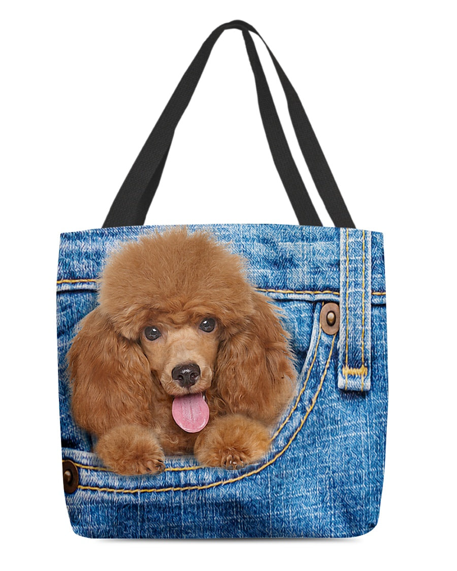 Poodle1-in pocket-Cloth Tote Bag
