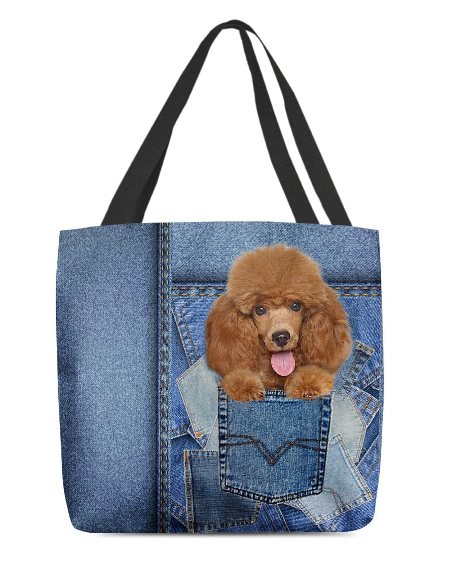 Poodle1-in pocket2-Cloth Tote Bag