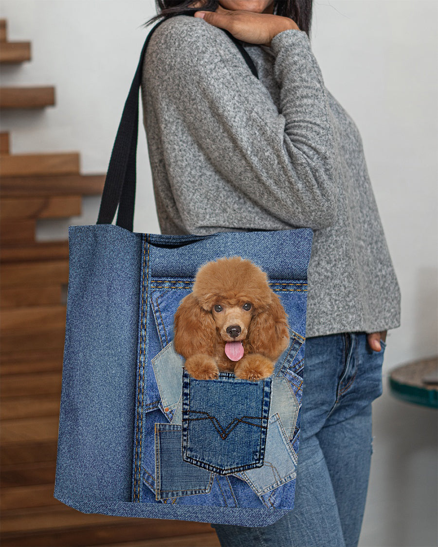 Poodle1-in pocket2-Cloth Tote Bag