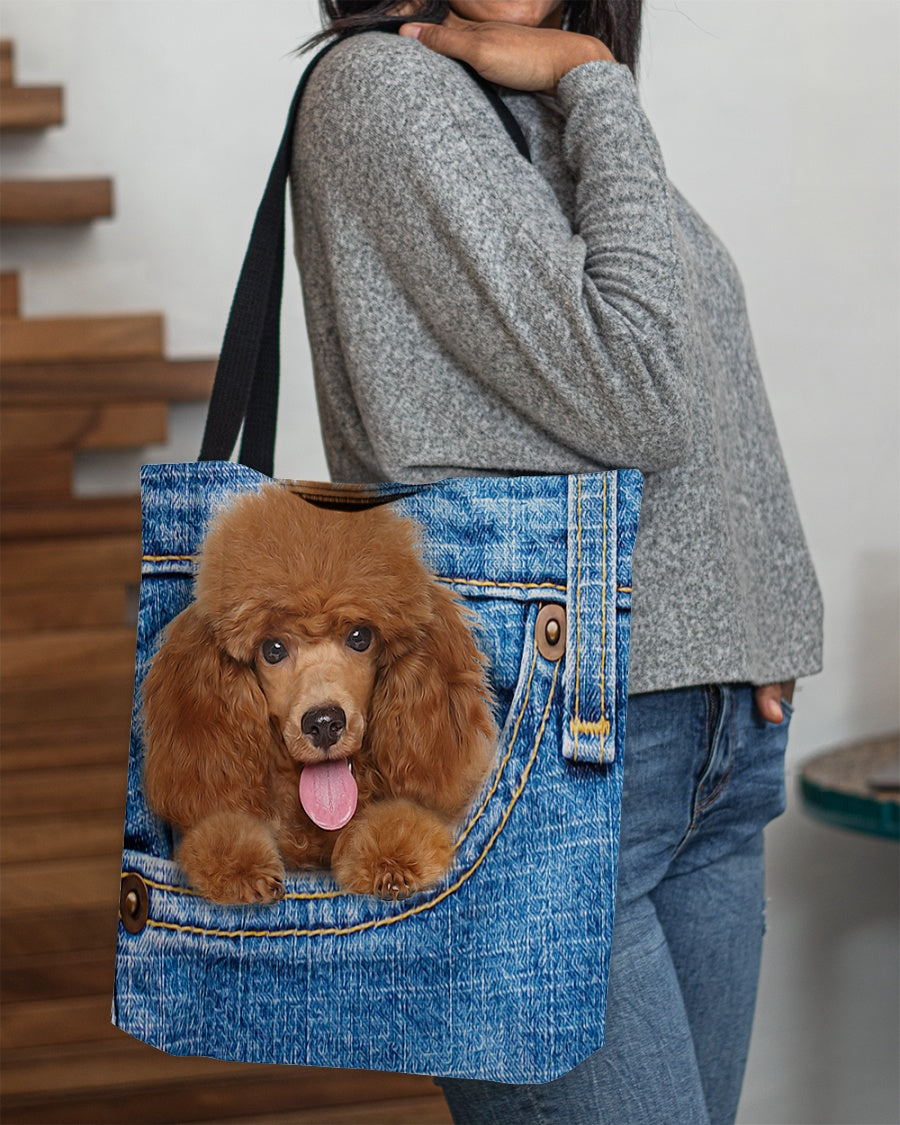 Poodle1-in pocket-Cloth Tote Bag