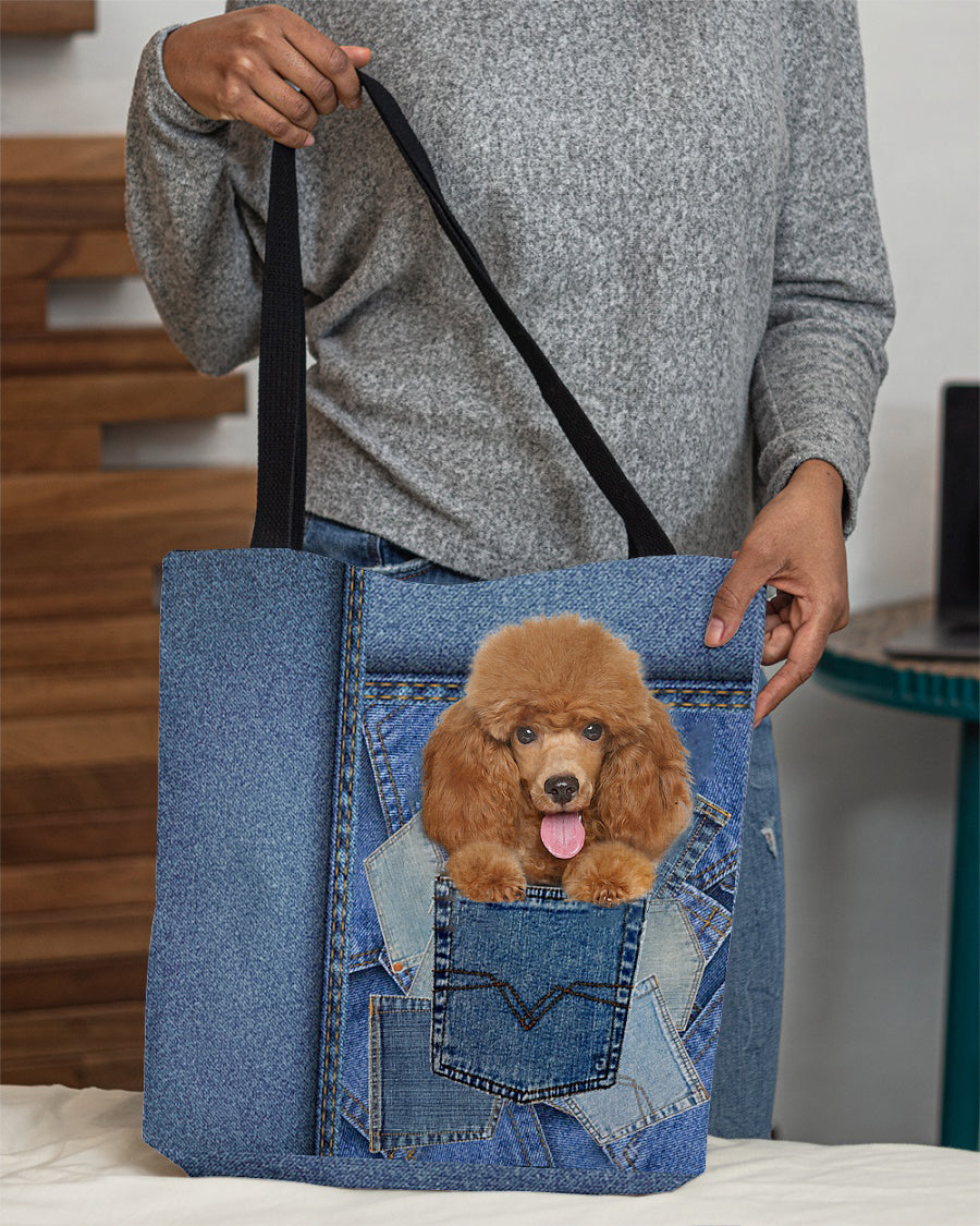 Poodle1-in pocket2-Cloth Tote Bag