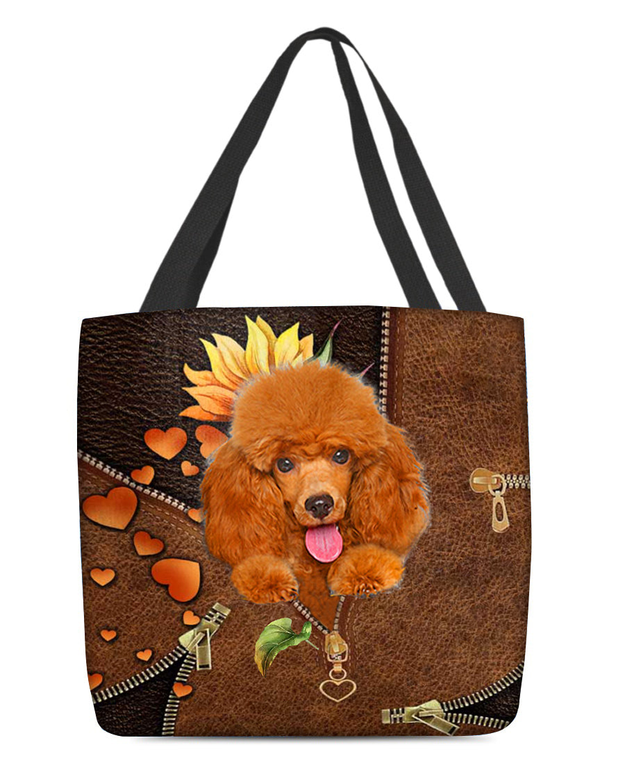 Poodle1-Sunflower&amp;zipper Cloth Tote Bag