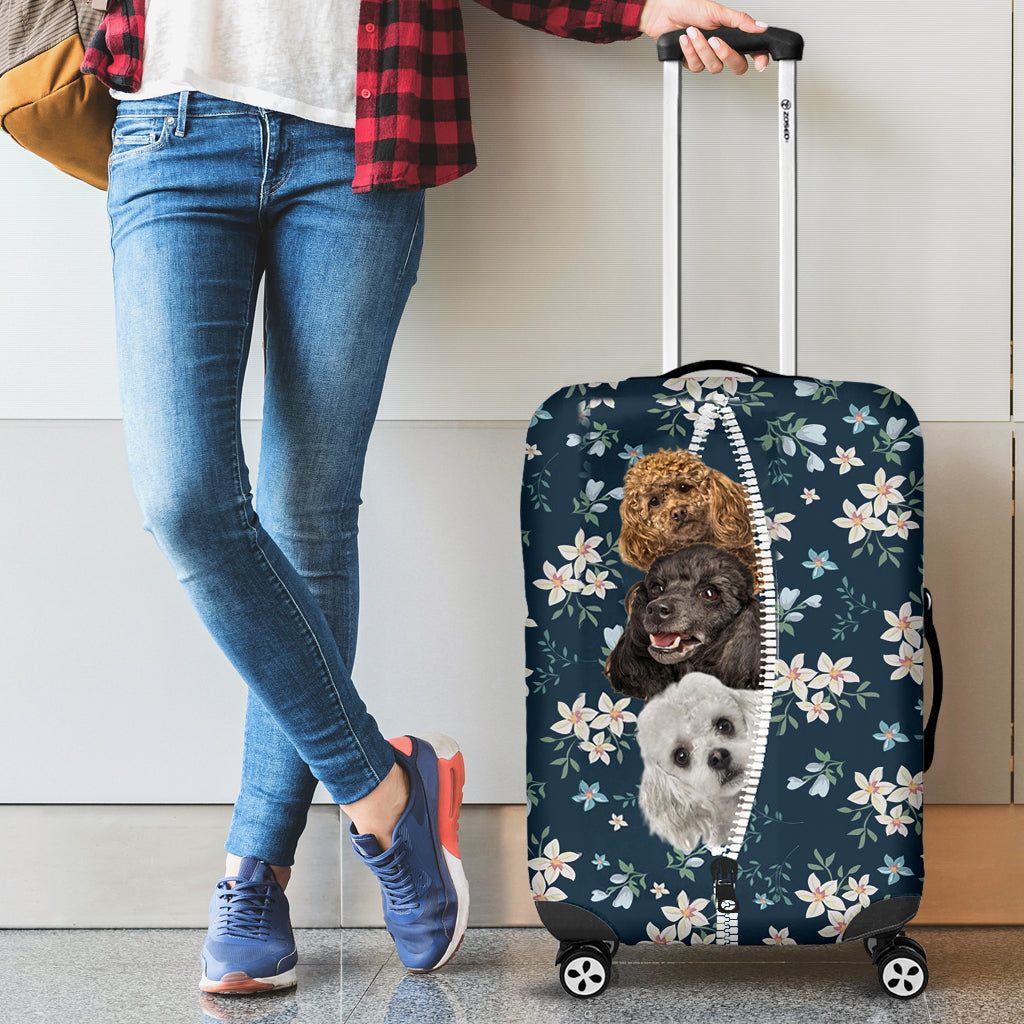 Poodle-Flowers-Luggage covers