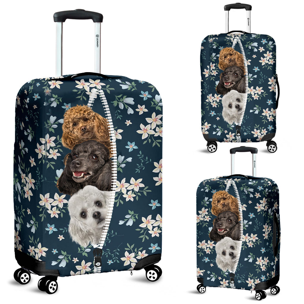 Poodle-Flowers-Luggage covers