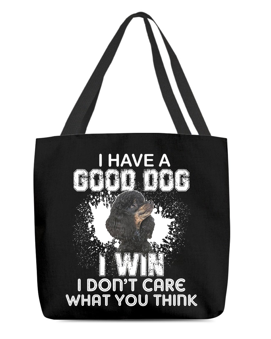 Poodle Black-I Win Cloth Tote Bag