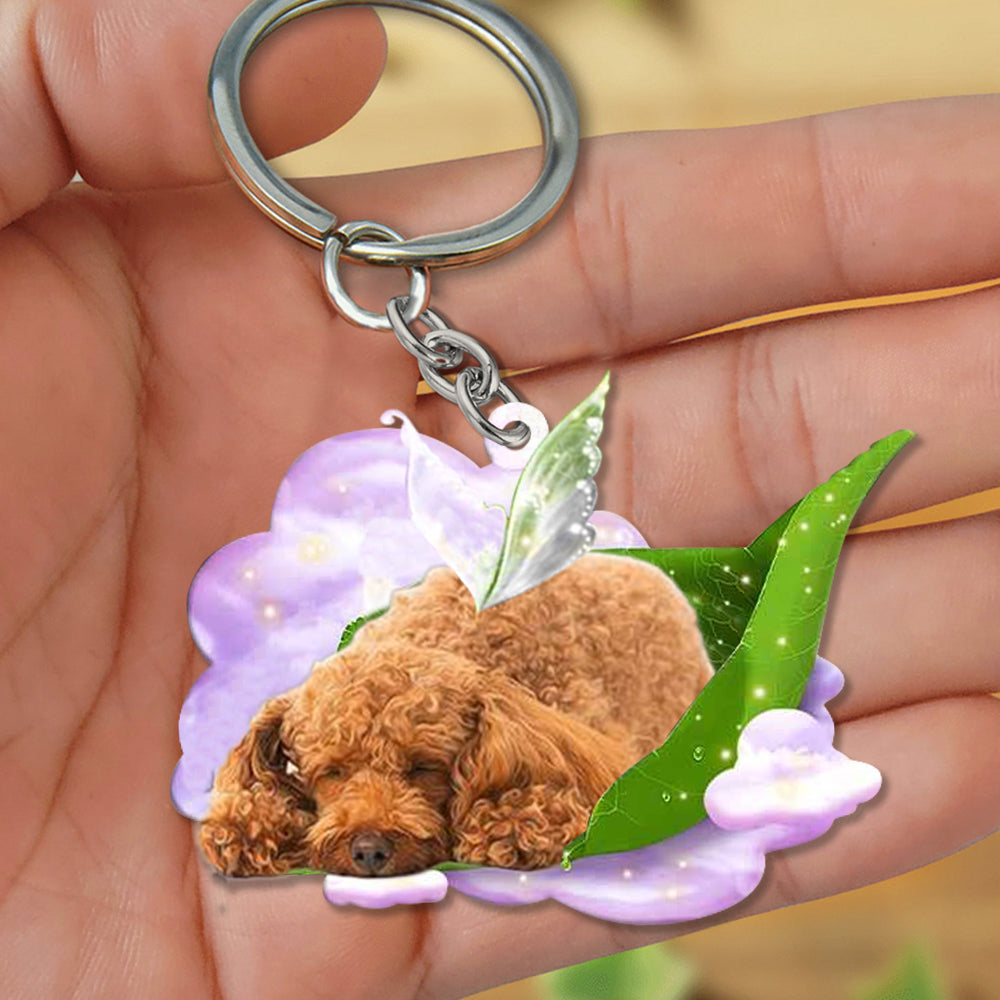 Poodle (2)-Sleep On Fallen Leaves Flat Acrylic Keychain