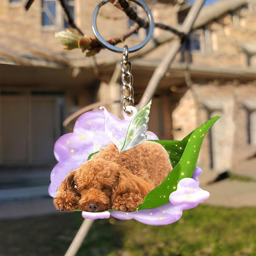 Poodle (2)-Sleep On Fallen Leaves Flat Acrylic Keychain