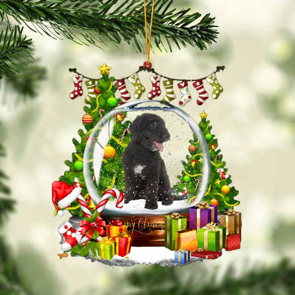 Portuguese Water Dog-Christmas Crystal Box Dog-Two Sided Ornament