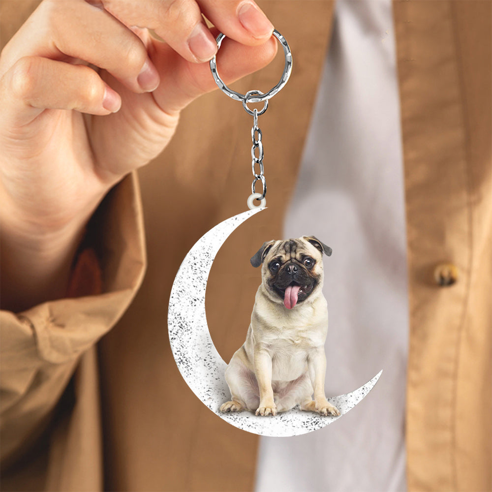 Pug-Sit On The Moon Keychain