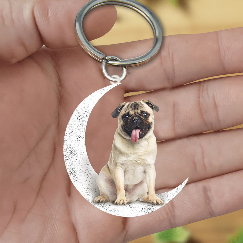 Pug-Sit On The Moon Keychain