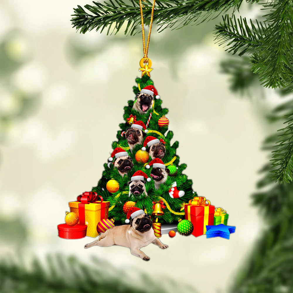 Pug-Xmas Tree&amp;Dog-Two Sided Ornament