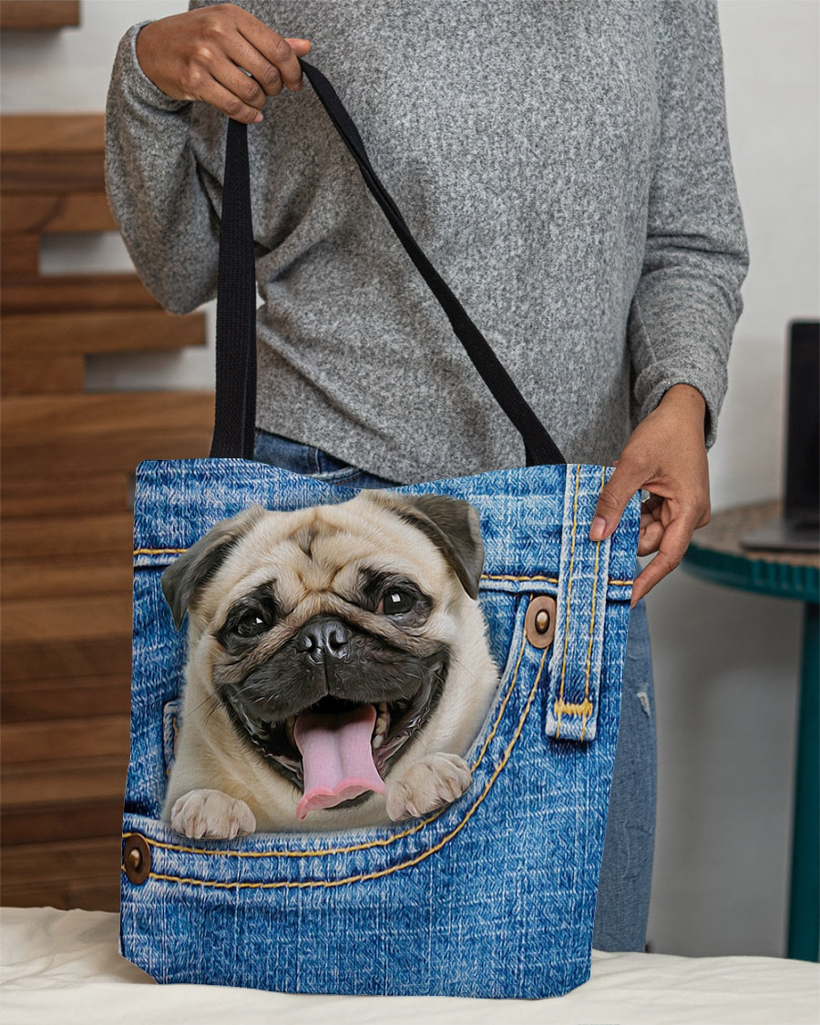 Pug-in pocket-Cloth Tote Bag