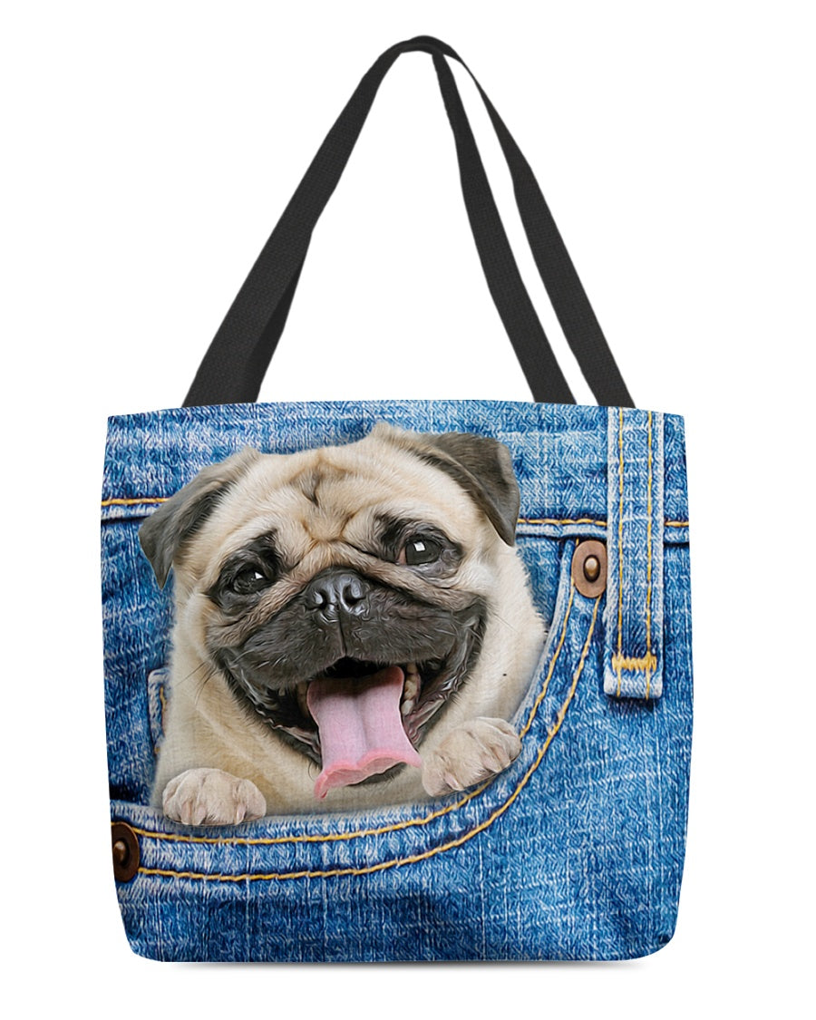 Pug-in pocket-Cloth Tote Bag