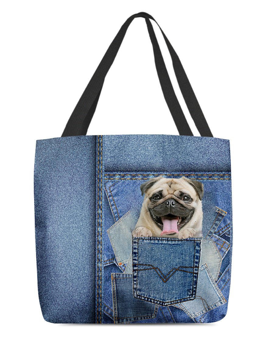 Pug-in pocket2-Cloth Tote Bag