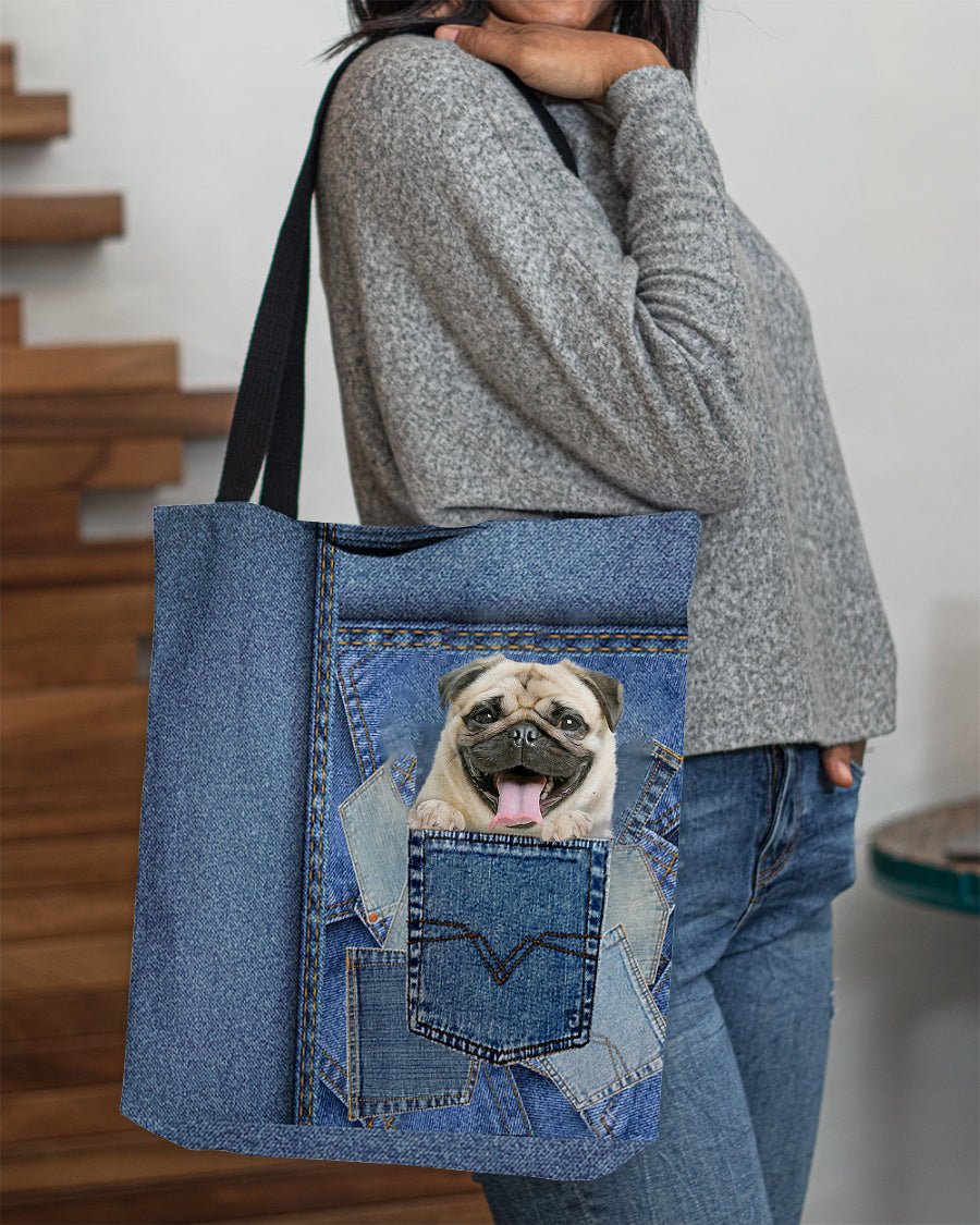 Pug-in pocket2-Cloth Tote Bag