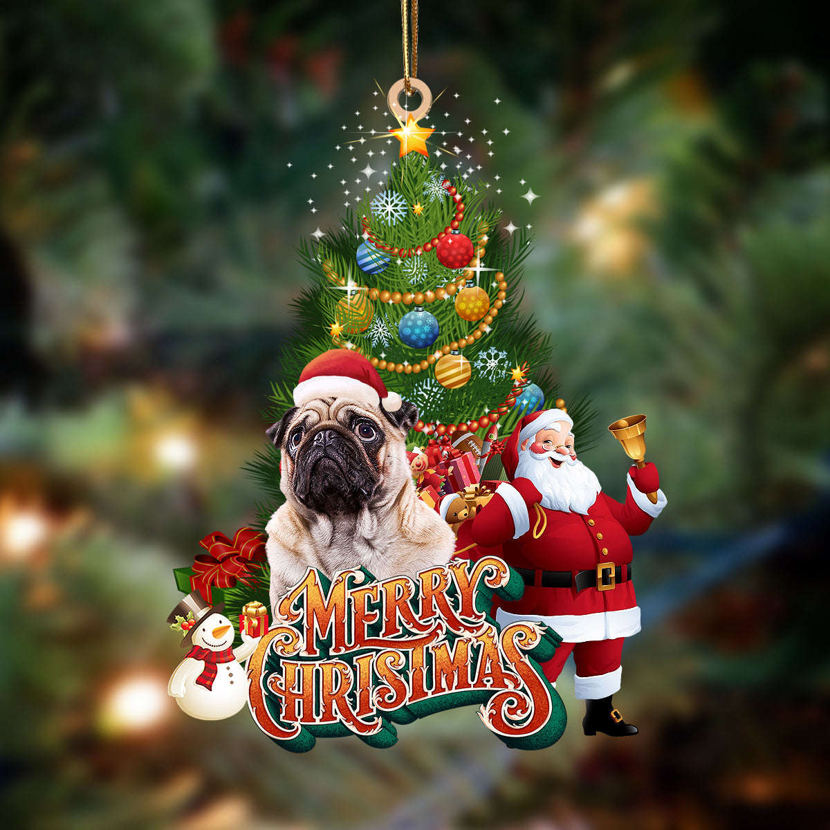 Pug 7-Christmas Tree&amp;Dog Hanging Ornament