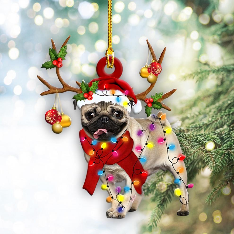 Pug Christmas Shape Ornament