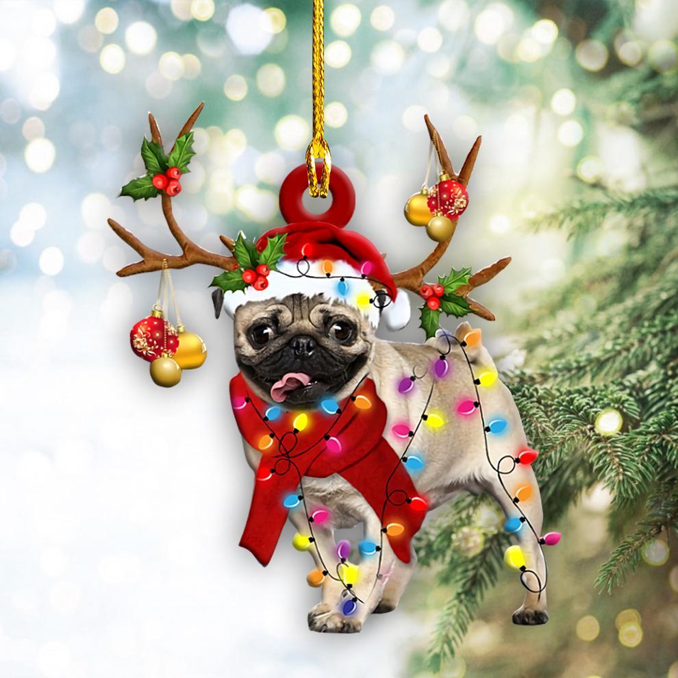 Pug Christmas Shape Ornament