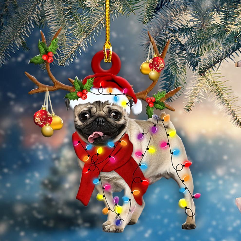 Pug Christmas Shape Ornament