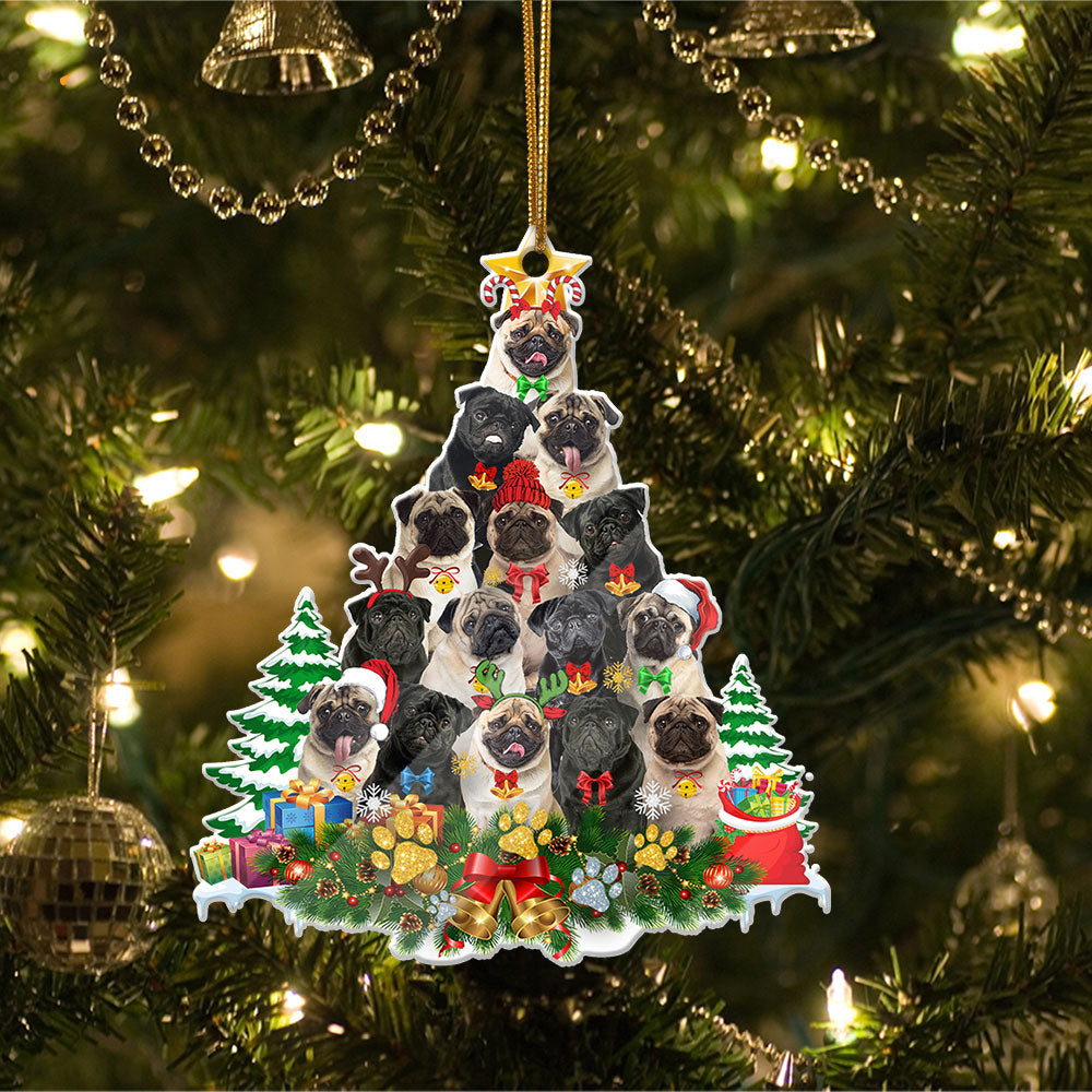 Pug Full The Christmas Tree-Two Sided Ornament