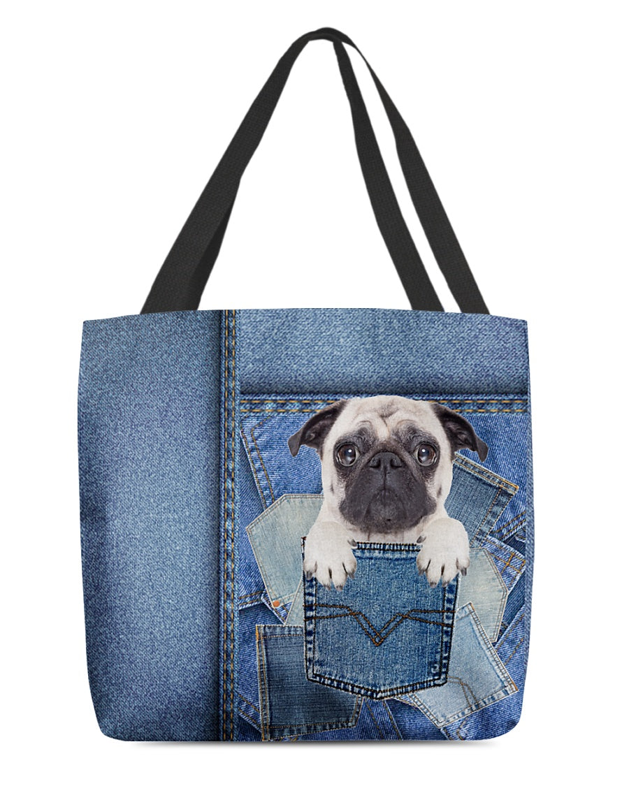 Pug1-in pocket2-Cloth Tote Bag