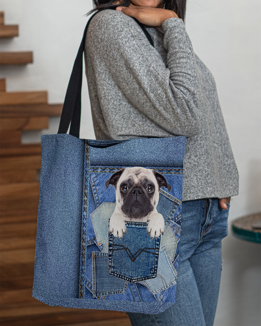 Pug1-in pocket2-Cloth Tote Bag