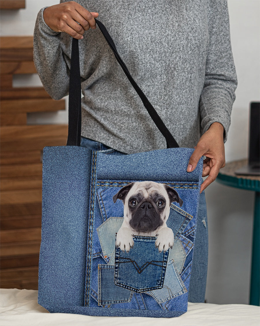 Pug1-in pocket2-Cloth Tote Bag