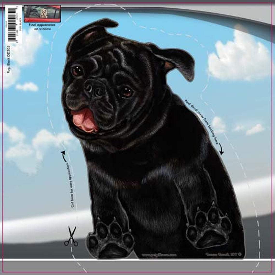 Pug (Black)-On The Move Window Car Sticker