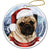 Pug (Fawn) Santa Hat Porcelain Christmas Ornament