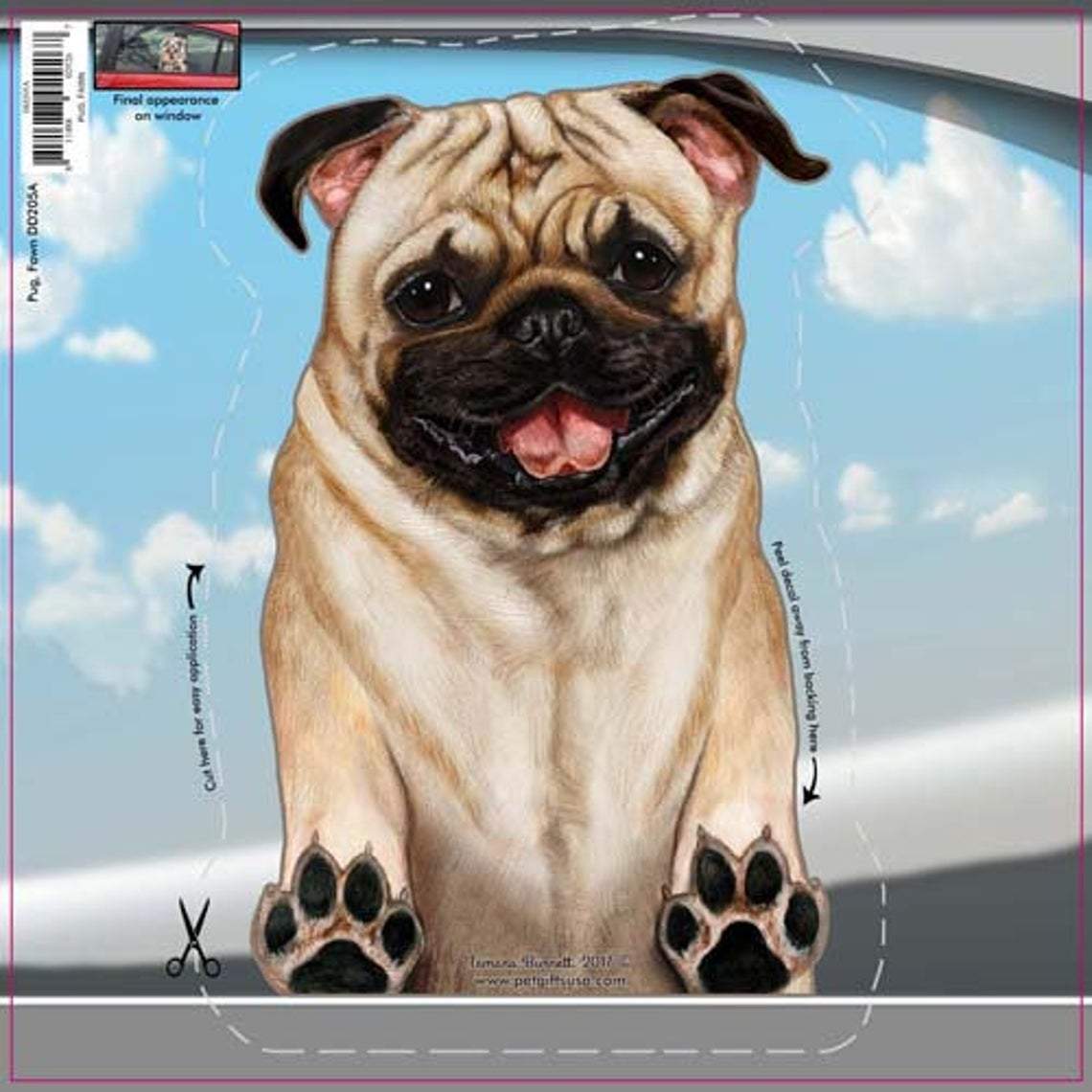 Pug (Fawn)-On The Move Window Car Sticker