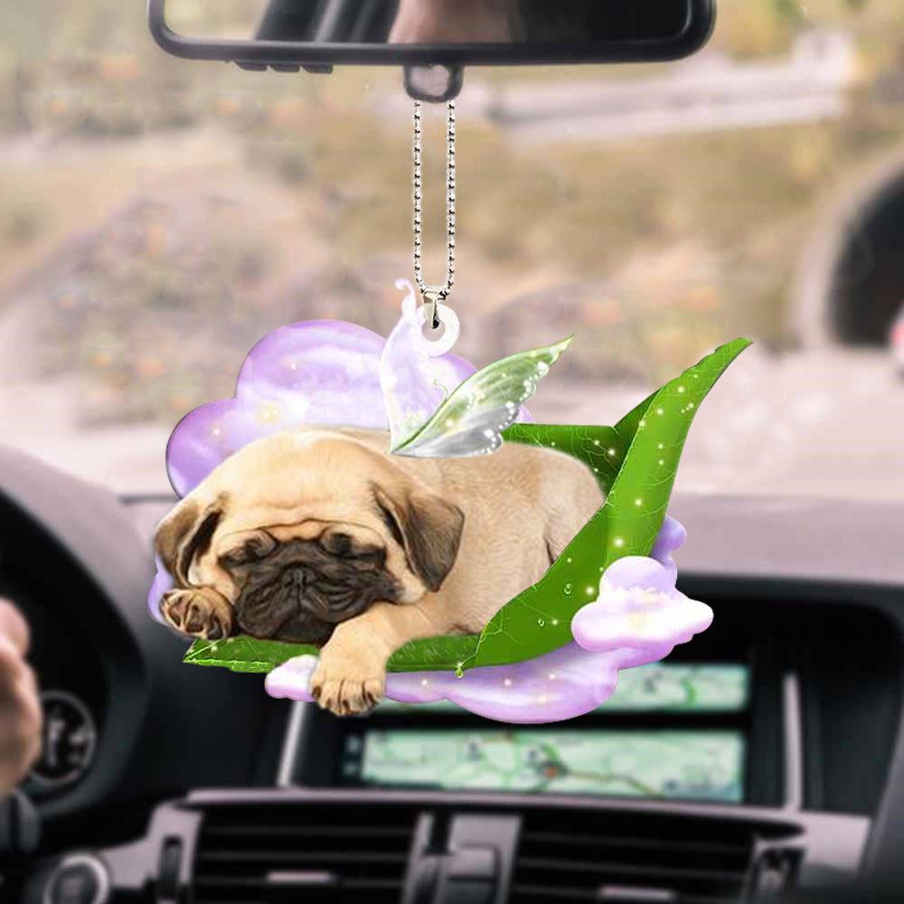 Pug-Sleep On Fallen Leaves-Two Sided Ornament