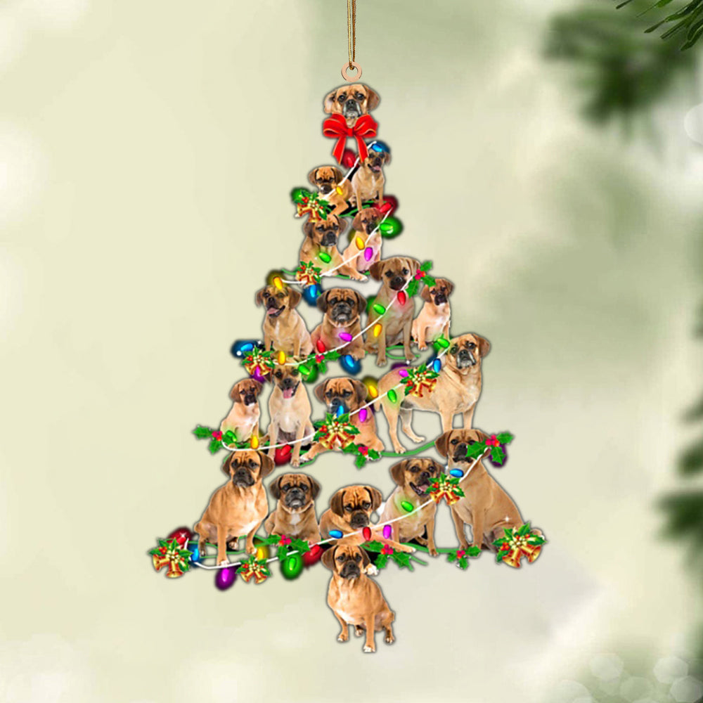 Puggle-Christmas Tree Lights-Two Sided Ornament