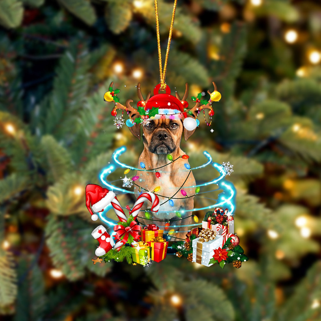 Puggle 2-Christmas Candy&amp;Gift-Two Sided Ornament