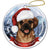 Puggle Fawn Santa Hat Porcelain Christmas Ornament