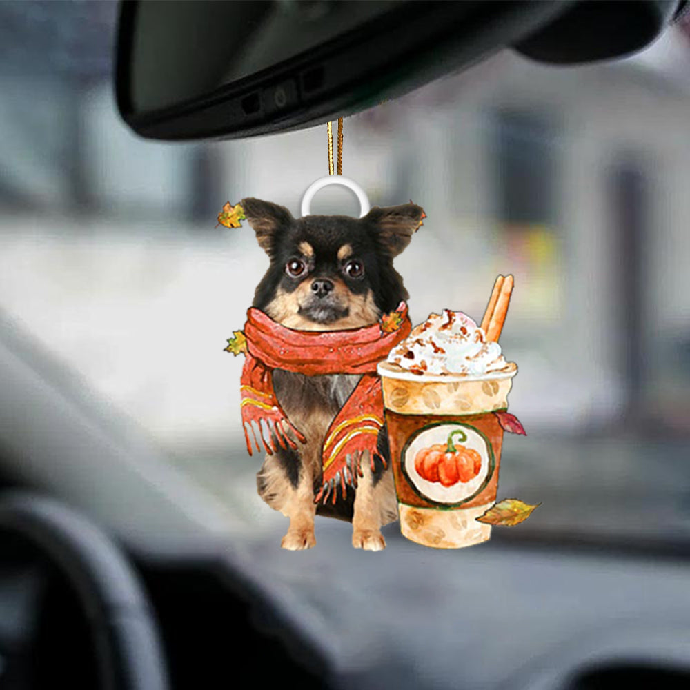 Chihuahua Long Haired-Pumpkin Spice Kinda-Two Sided Ornament