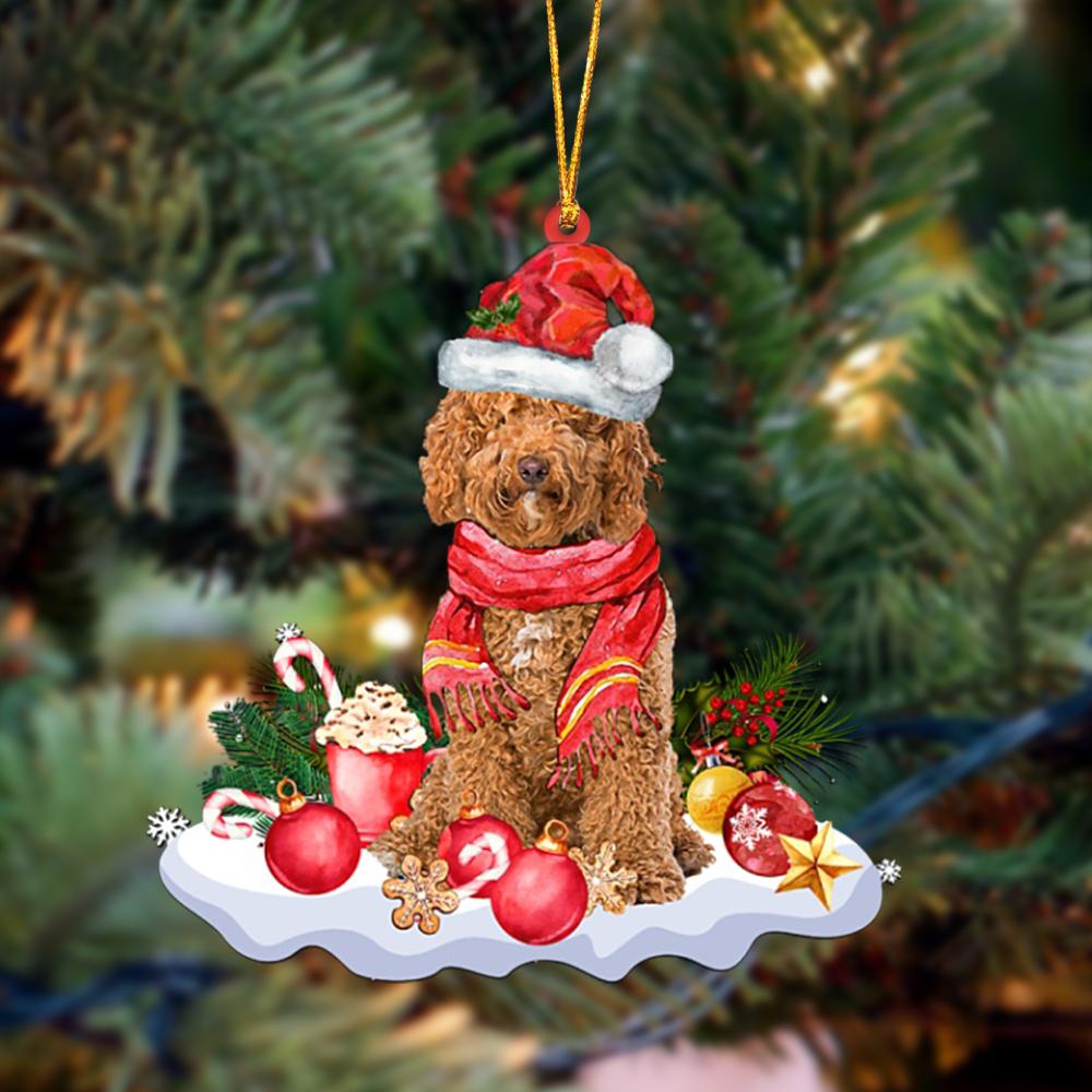 RED Labradoodle-Better Christmas Hanging Ornament