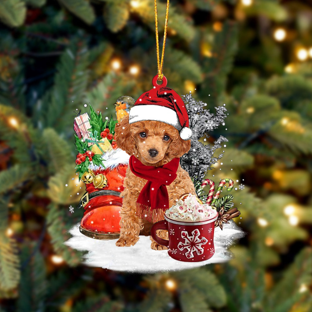 RED Toy Poodle-Winter Cup-Two Sided Ornament