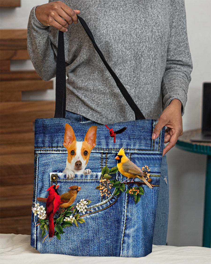 Rat terrier-Cardinal &amp; Dog Cloth Tote Bag