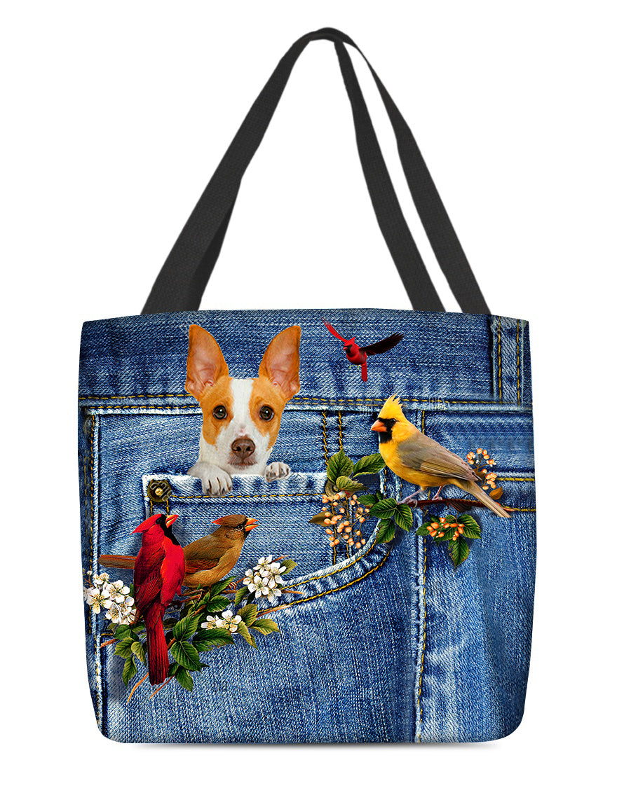 Rat terrier-Cardinal &amp; Dog Cloth Tote Bag