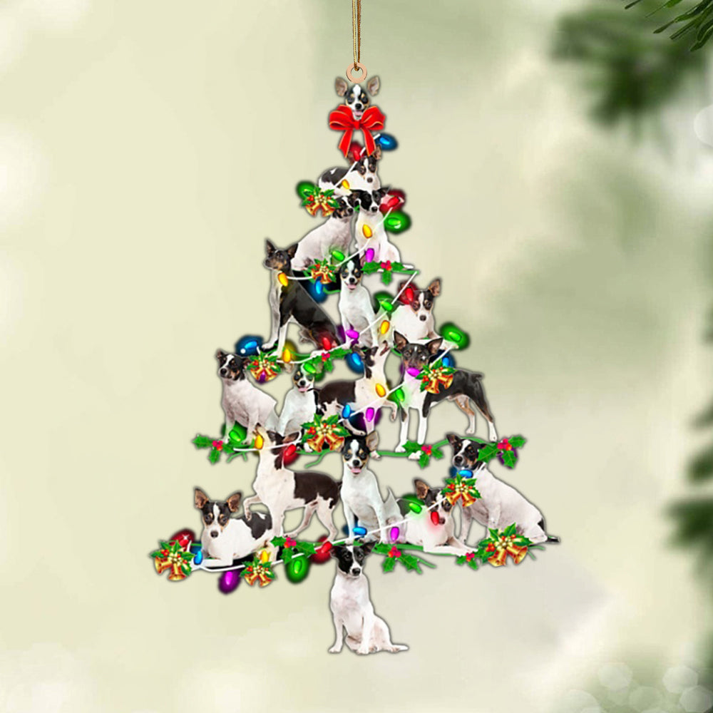 Rat terrier-Christmas Tree Lights-Two Sided Ornament