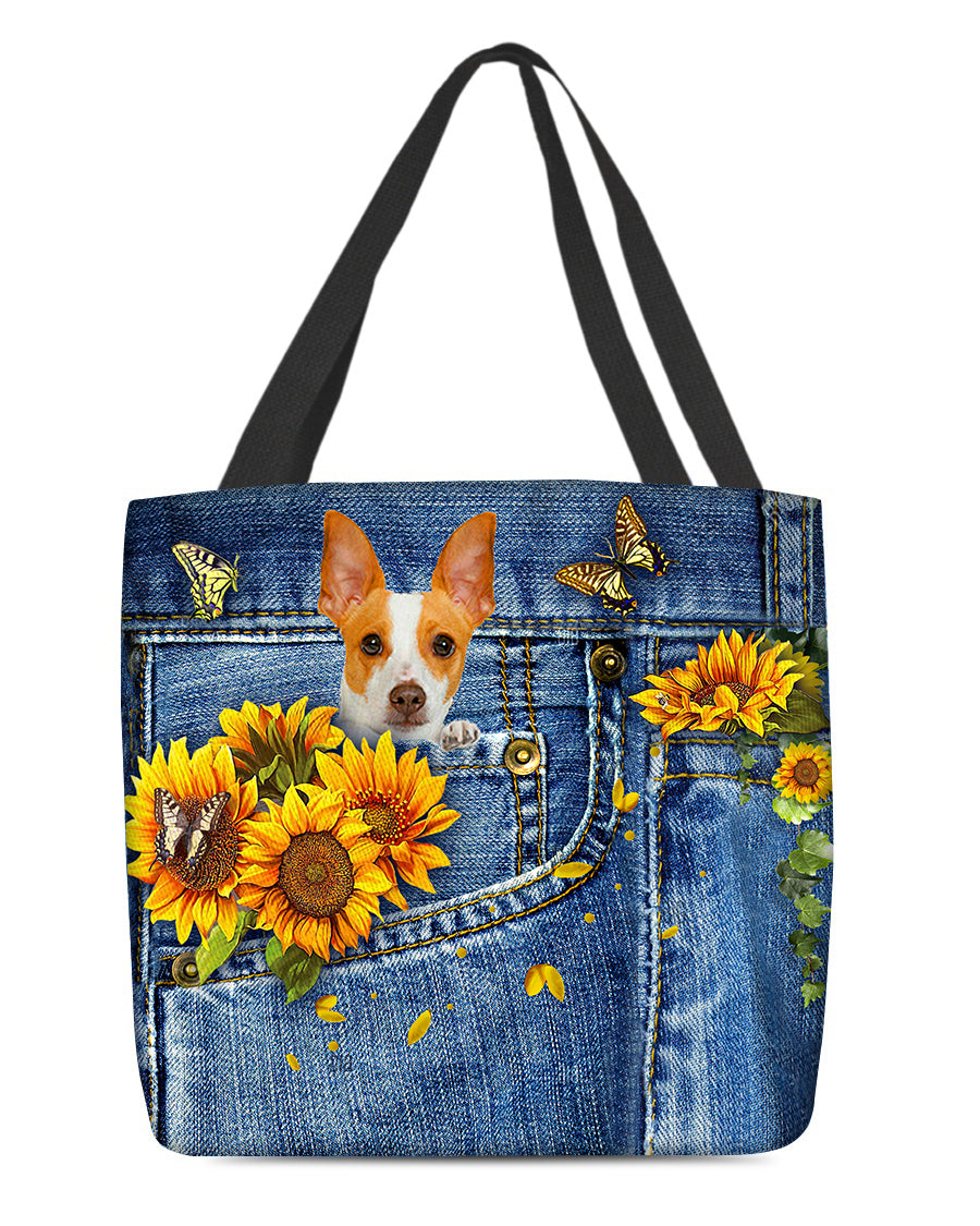 Rat terrier-Sunflowers &amp; Butterflies Cloth Tote Bag