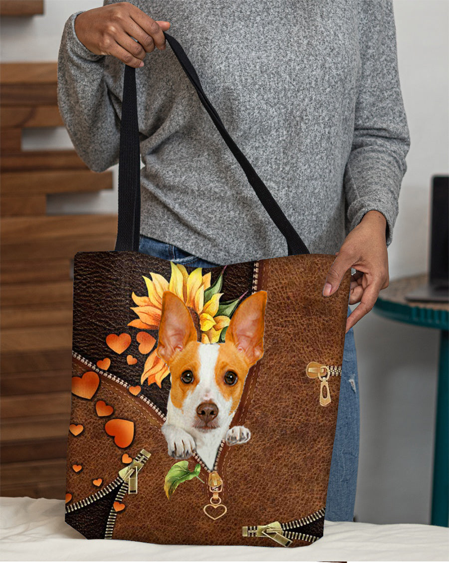 Rat terrier-Sunflower&amp;zipper Cloth Tote Bag