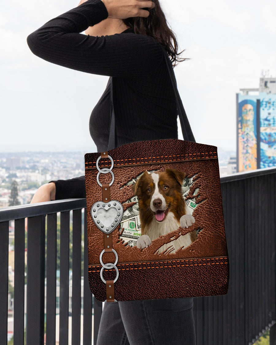 Red Border Collie-Let Me Go Out -Cloth Tote Bag