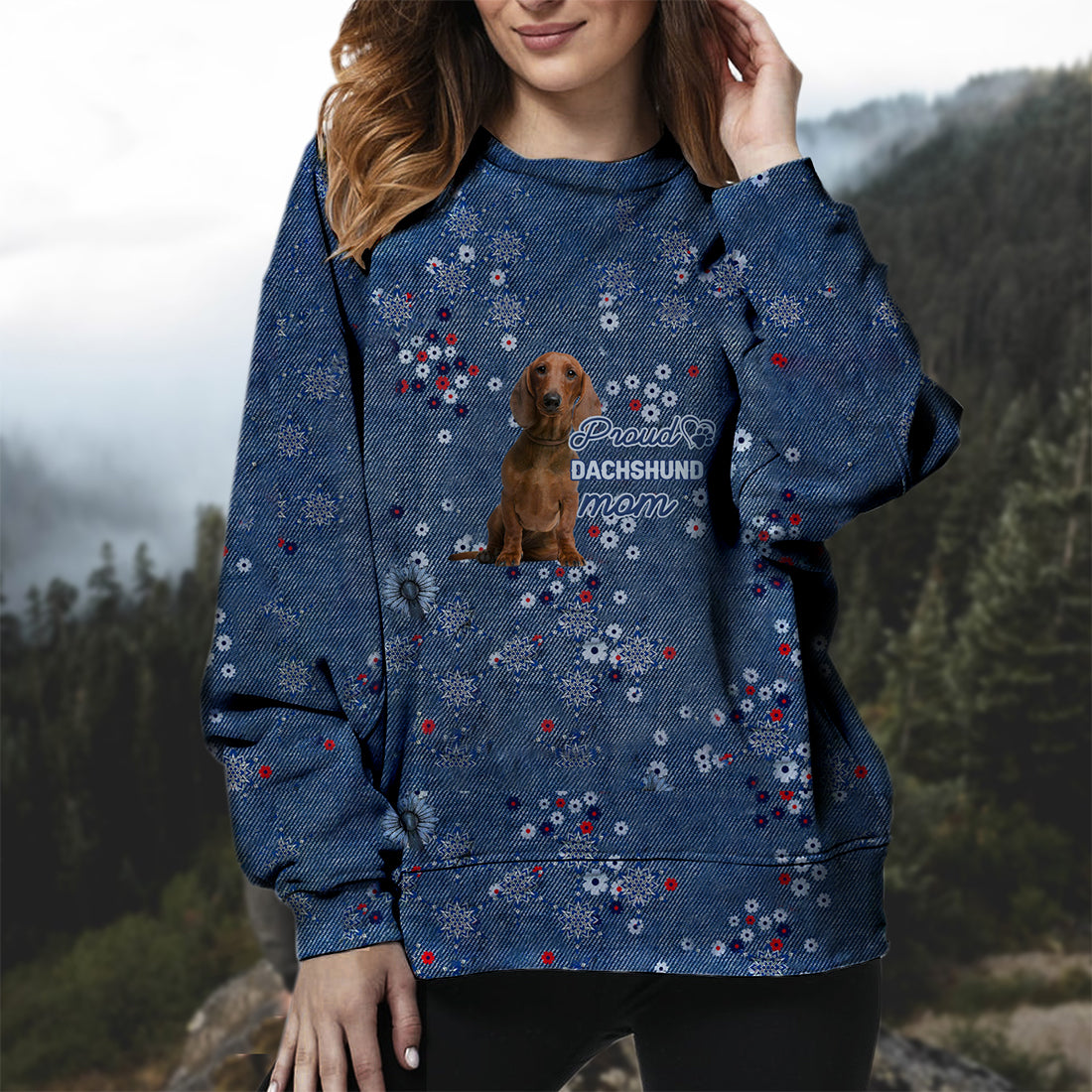 Red Dachshund-Pround Mom-Premium Sweatshirt